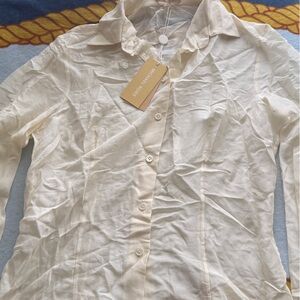 Michael Kors Collection Cream Sheer Blouse